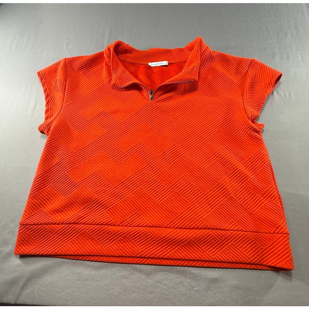 See and Be Seen Women’s Textured Quarter Zip Top Short Sleeve Orange  Size XL